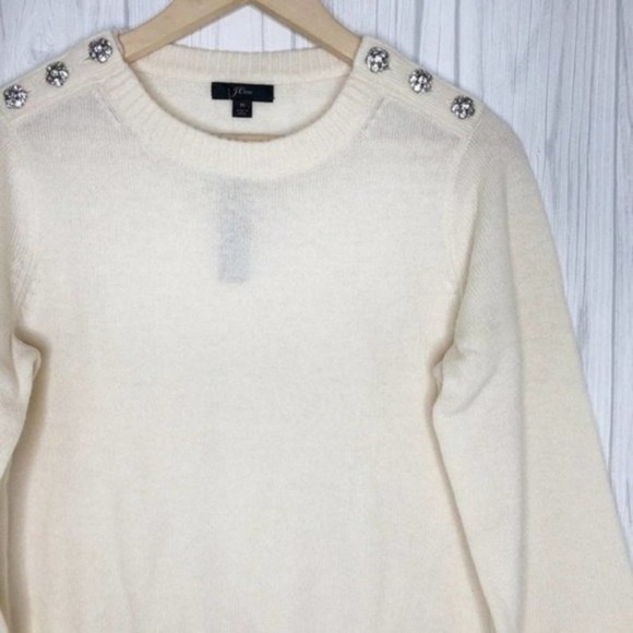 J. CREW Crewneck Sweater with Jeweled Buttons - Picture 2 of 7